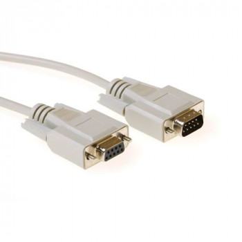 ACT AK2309 seriële 1:1 straight-through-kabel D-Sub 9-polig stekker naar bus 10m ivoor