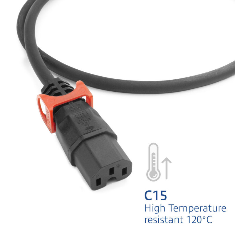 ACT netsnoer UK stekker - C15 IEC Lock+ zwart 2 m, PC3884 (PL0082)