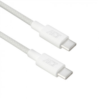 ACT USB 2.0 240W laad-/datakabel USB-C naar USB-C, wit, 2m (AC3085)