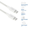 ACT USB 2.0 240W laad-/datakabel USB-C naar USB-C, wit, 2m (AC3085)