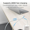 ACT USB 2.0 240W laad-/datakabel USB-C naar USB-C, wit, 2m (AC3085)