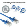 ACT blauwe 0,5m LSZH S/FTP CAT6A slimline patchkabel snagless met RJ45-aansluitingen (DB7600)
