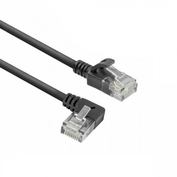 ACT DC1901 1m CAT6A U/UTP LSZH Slimline patchkabel, RJ45 90° haaks links naar recht, zwart