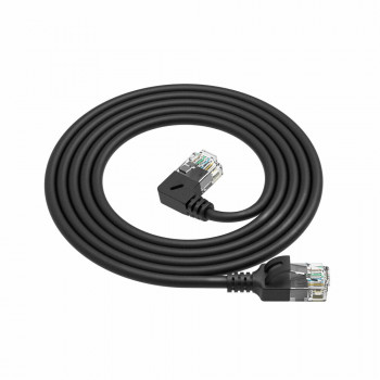 ACT DC1901 1m CAT6A U/UTP LSZH Slimline patchkabel, RJ45 90° haaks links naar recht, zwart