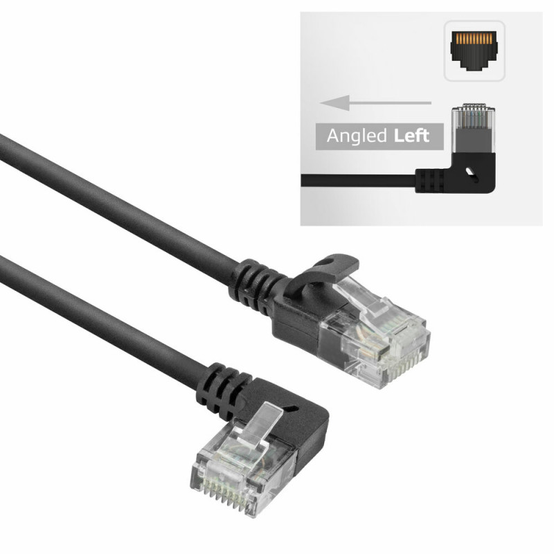 ACT DC1901 1m CAT6A U/UTP LSZH Slimline patchkabel, RJ45 90° haaks links naar recht, zwart