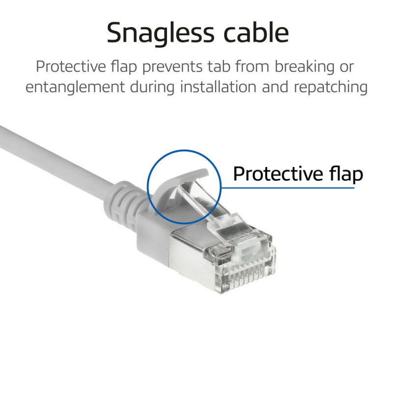 ACT grijs 1,5m LSZH S/FTP CAT6A Slimline patchkabel Snagless RJ45 (DB7051)