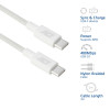 ACT USB 2.0 60W laad-/datakabel USB-C naar USB-C, wit, 2 m (AC3081)