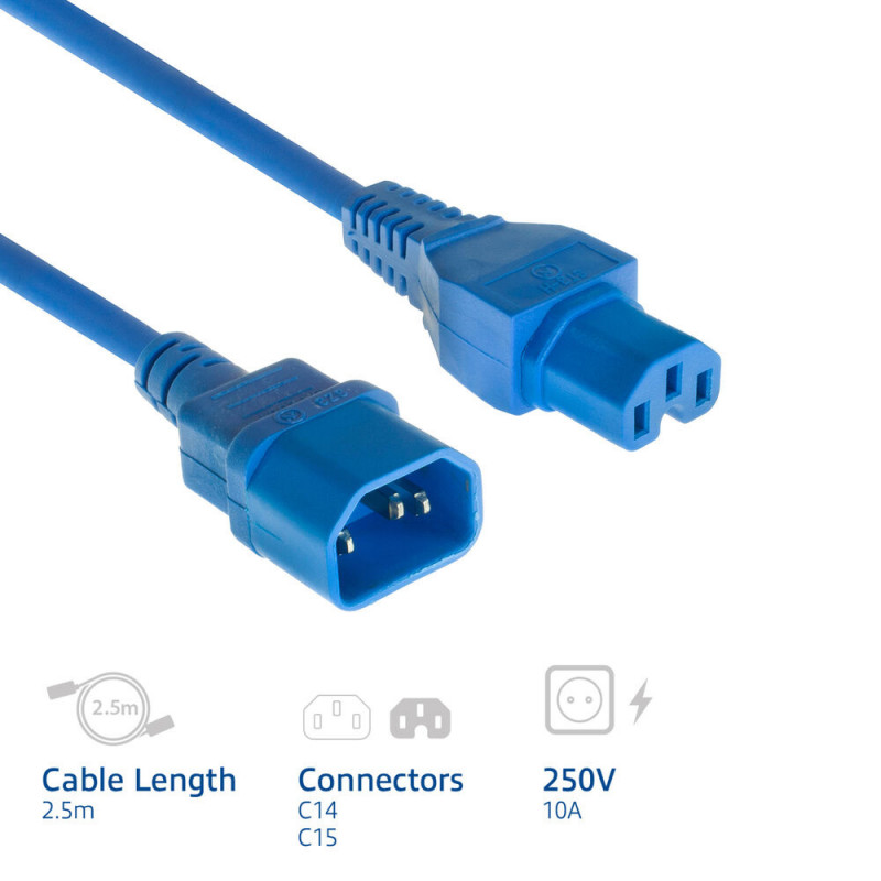 ACT netkabel C14 - C15 blauw 2,5 m (AK5393)