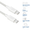 ACT USB 2.0 60W laad-/datakabel USB-C naar USB-C, wit, 1 m (AC3080)