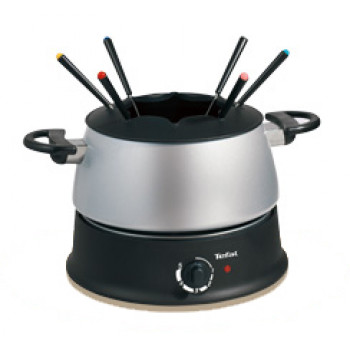 Tefal Fondue Base Ronde EF3000 elektrische fondueset, 800 W, 1,2 L, 8 vorken, zwart