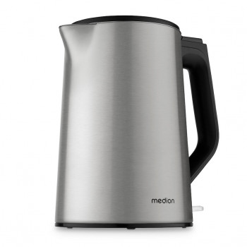MEDION Life MD12105 dubbelwandige waterkoker 1,5 L 2200 W zilver met Strix-controller