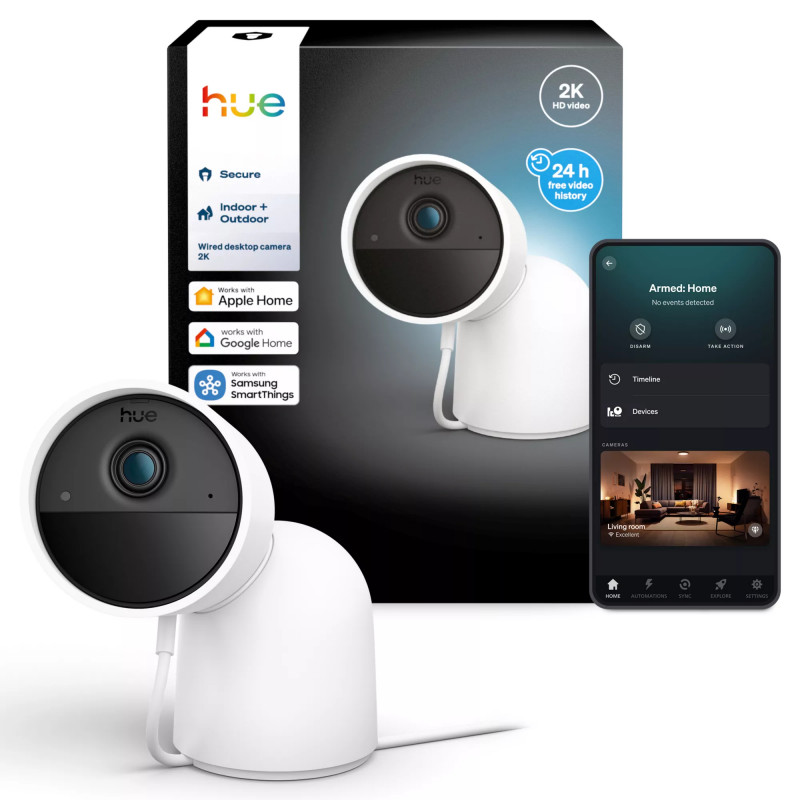 Philips Hue Secure bedrade camera met standaard 2K videoresolutie wit