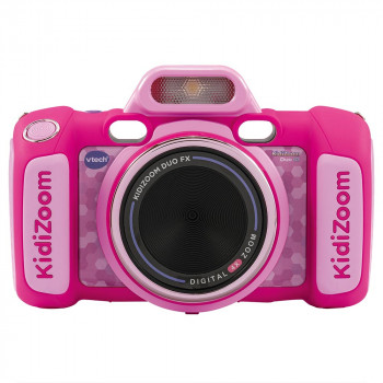 VTech Kidizoom Duo FX roze digitale camera met dubbele lens, 5MP, 2,4 inch kleuren-lcd, spellen, microSD-slot, USB, 4x AA 80-519954