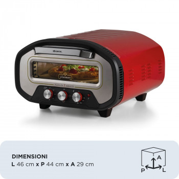 Ariete pizzaoven DA GENNARO rood/rvs 2200W voor pizza's tot 30cm