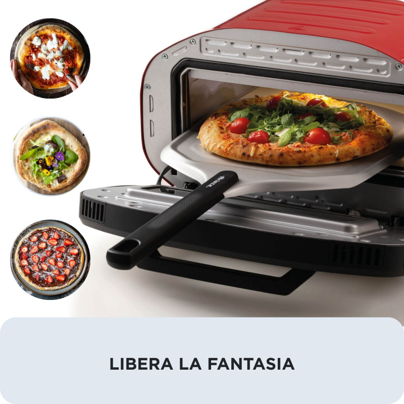 Ariete pizzaoven DA GENNARO rood/rvs 2200W voor pizza's tot 30cm