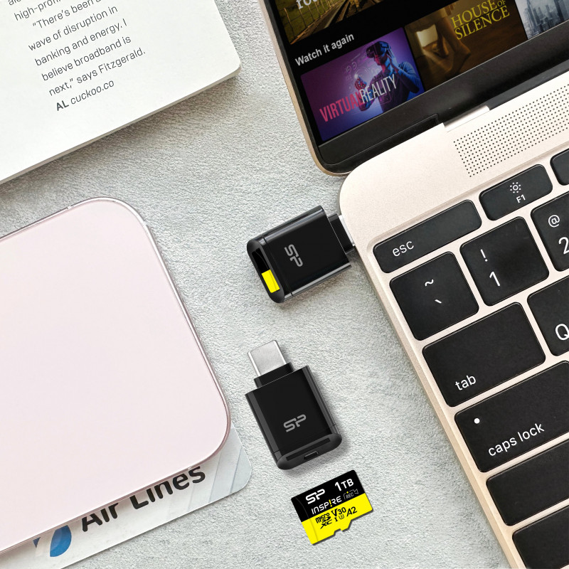 Silicon Power C200 USB-C 3.2 microSD-kaartlezer - zwart