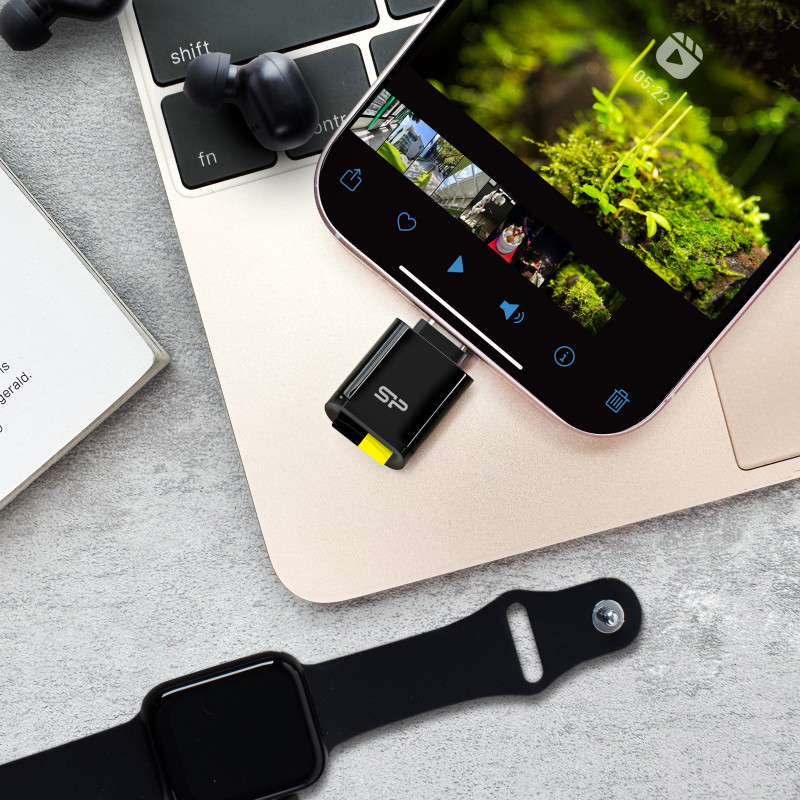 Silicon Power C200 USB-C 3.2 microSD-kaartlezer - zwart