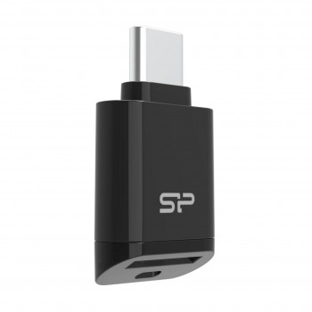 Silicon Power C200 USB-C 3.2 microSD-kaartlezer - zwart