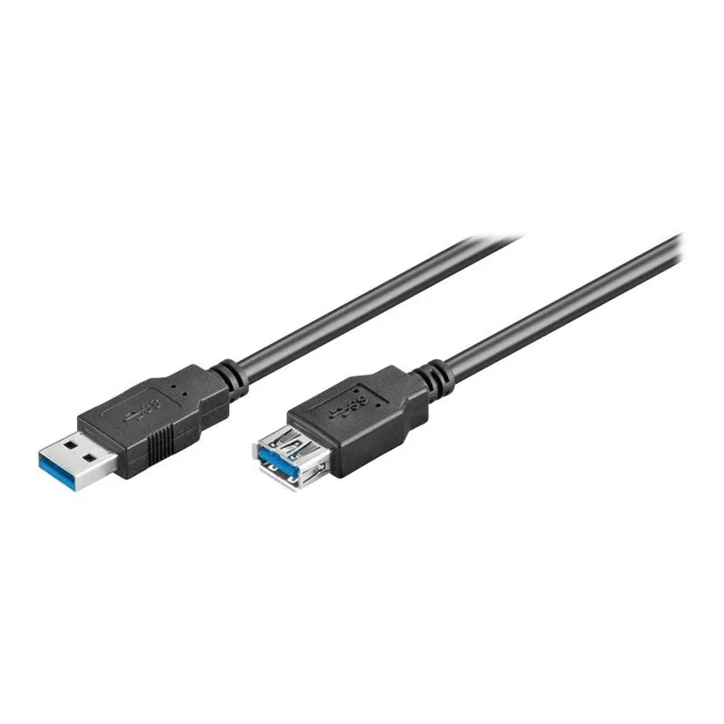 Wentronic Goobay USB 3.0 SuperSpeed-verlengkabel, zwart, 3 m – USB 3.0-stekker (type A) > USB 3.0-bus (type A) (93999)