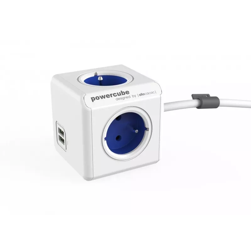 Allocacoc 2402BL/FREUPC stekkerdoos 1,5 m 4 AC-stopcontacten binnen blauw, wit