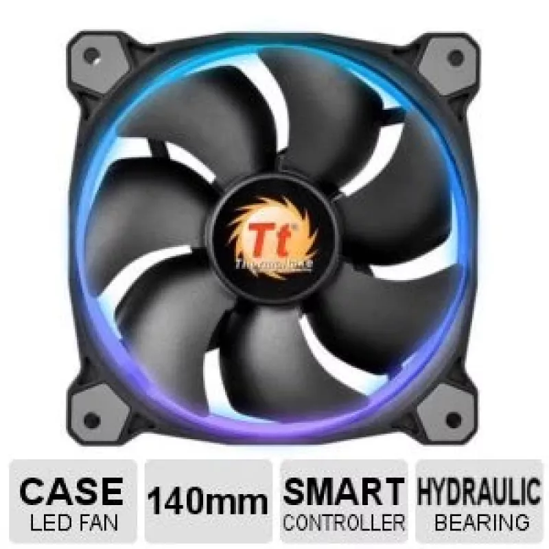 Thermaltake Riing 14 LED 256 Color CL-F043-PL14SW-B behuizingventilatoren 140 mm, 3-pack, 600–1400 rpm, 4-pins