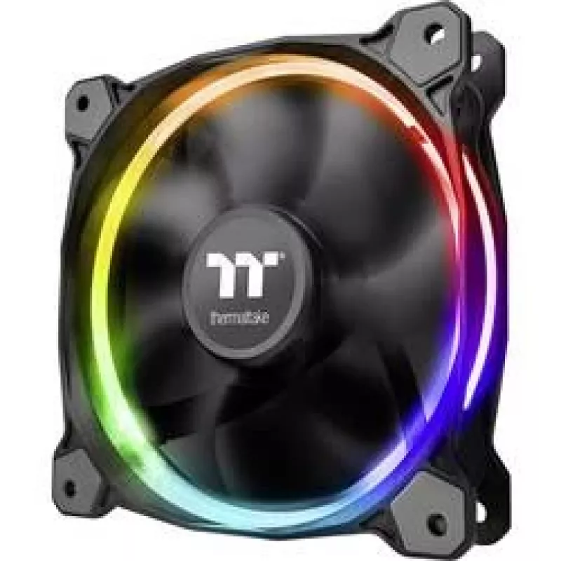 Thermaltake Riing 12 LED RGB Sync Edition CL-F071-PL12SW-A 120 mm behuizingsventilator, 3 stuks, tot 1500 rpm, zwart