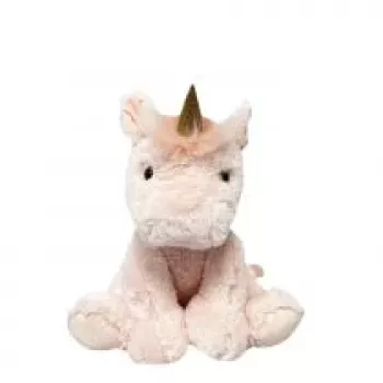 Pluchen knuffel TULILO mascotte Lily eenhoorn 30 cm — zachte stoffen knuffel, zittend ontwerp