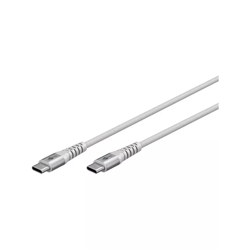 Superzachte USB 2.0 gevlochten kabel, USB-C stekker > USB-C stekker (wit, 3 meter)