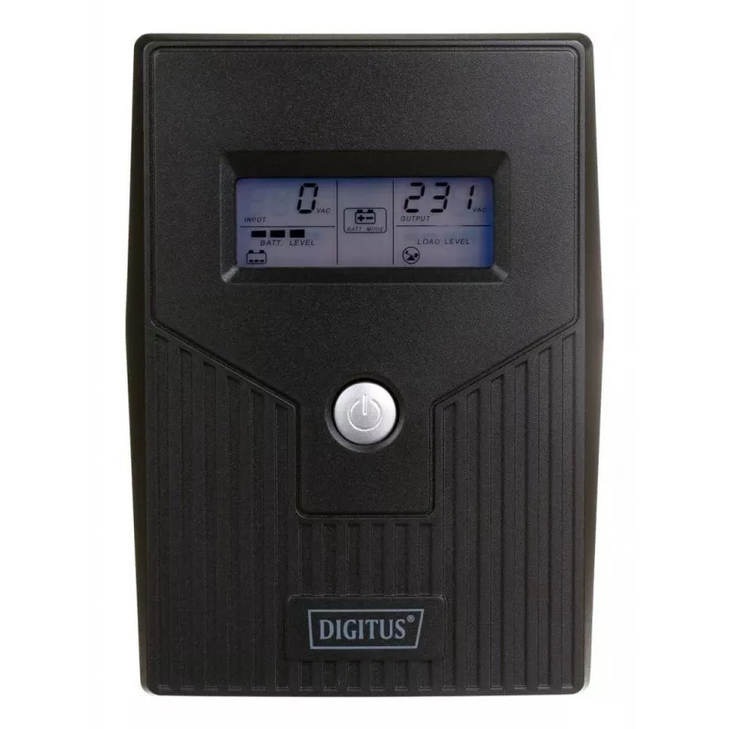 DIGITUS line-interactieve UPS, 800VA/480W 12V/9Ah x1 accu, 2x CEE 7/7 stopcontact, RJ-11, LCD (DN-170064-LCD)