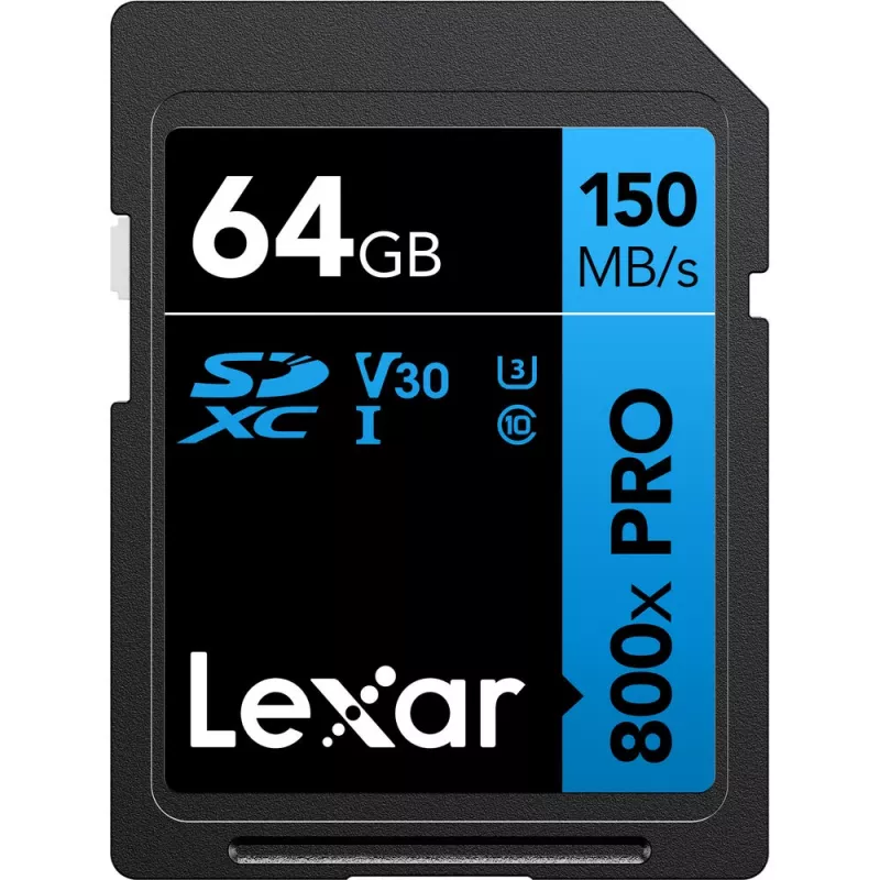 SDXC-flashgeheugen Lexar 64 GB UHS-I 800xPRO — Class 10, U3, V30, 150 MB/s