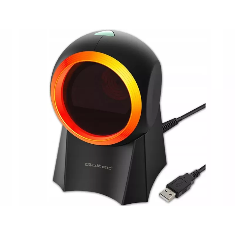 Qoltec 50857 bedrade desktop barcodescanner, 1D/2D, QR, USB, 1,75 m kabel