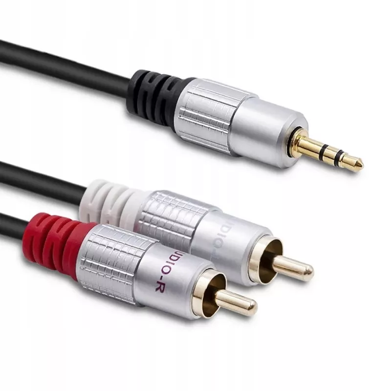 Audiokabel Qoltec 52339 1m 2x cinch 3,5 mm zwart