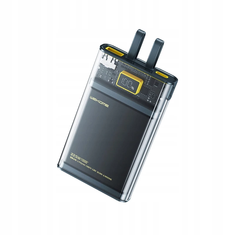 WEKOME WK-WP-323 Vanguard-serie powerbank, 10000 mAh, ingebouwde USB-C- en Lightning-kabel, PD 20 W + QC 22,5 W
