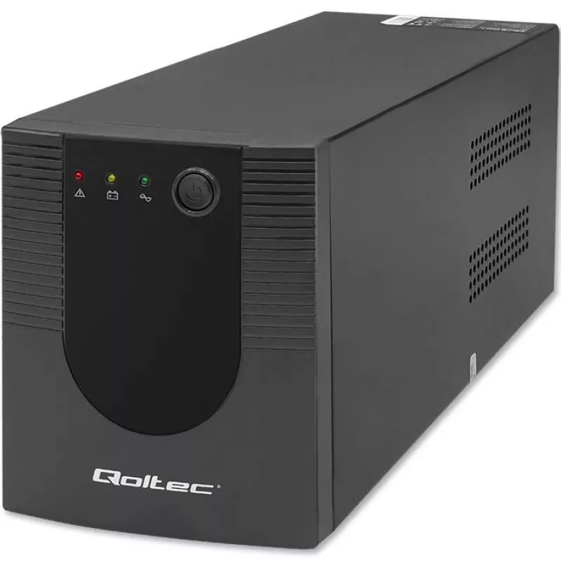 Qoltec Monolith 53775 Line-Interactive UPS, 1200 VA (1,2 kVA) / 720 W, AVR, 4 AC-stopcontacten, zwart