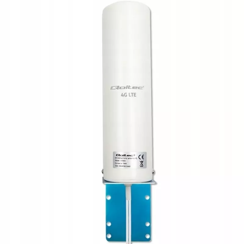 Outdoor omnidirectionele 4G LTE-antenne QOLTEC 57044, 5 dBi, 600–2700 MHz, 50 W, 50 Ω, witte koperen behuizing