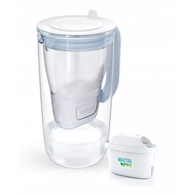 BRITA Glass 1050452 filterkan met 1 MAXTRA PRO Pure Performance-filter, 2,5 l (1,5 l gefilterd water), blauw/wit