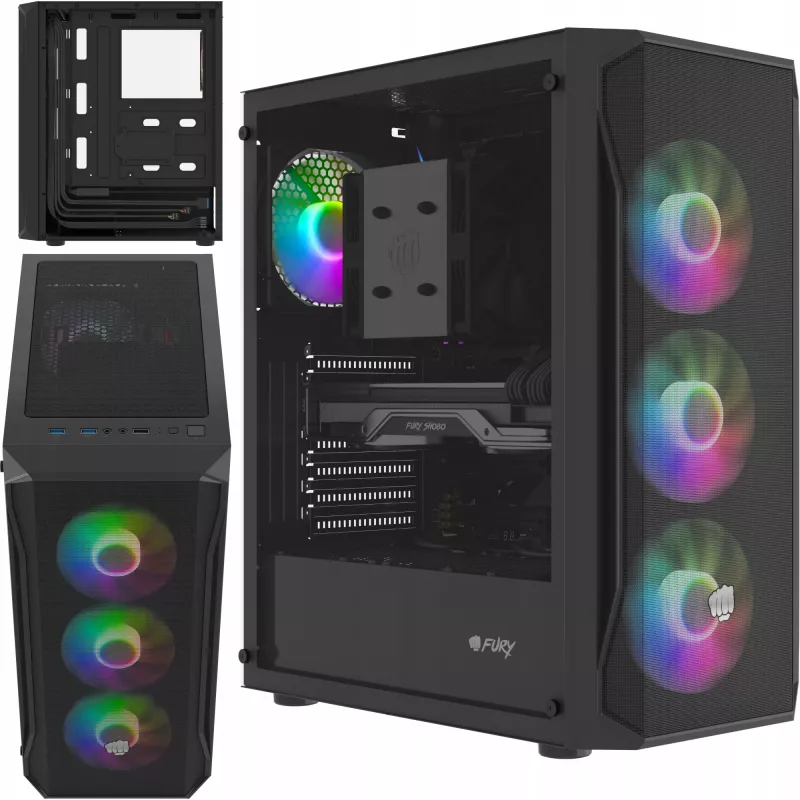 Behuizing Fury Shobo SH4F met RGB-venster en 4 ventilatoren MIDI computer pc