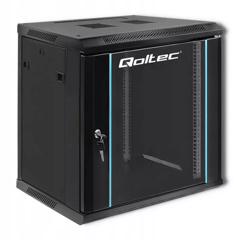 19 inch rackkast QOLTEC 54464 12U 600x635x450 zwart