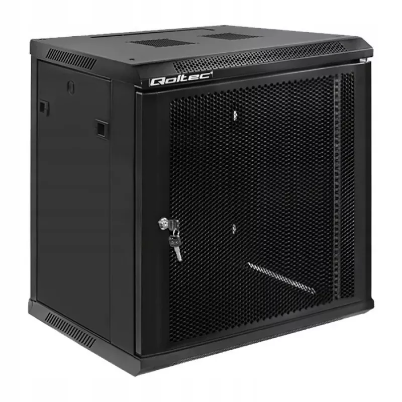Qoltec 54488 19-inch wandrackkast, 12U, 600 x 635 x 450 mm, geperforeerde deur