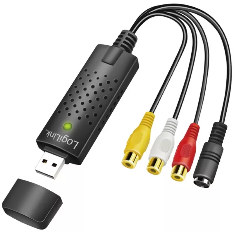 LogiLink USB 2.0 a/V grabber. USB a/M naar 3xCinch + MiniDIN5/F. zwart