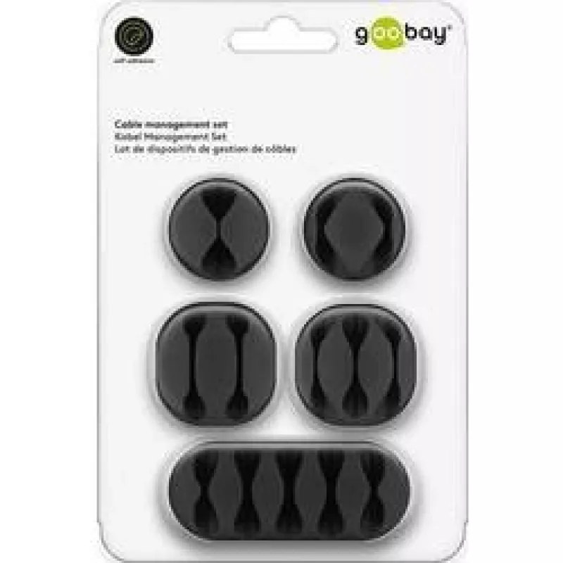Kabelclip Goobay 70683 bureau wand Zwart 5 stuks