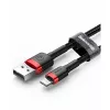USB-A naar Lightning-kabel Baseus Cafule 2.4A QC 3.0, 1 m — zwart/rood