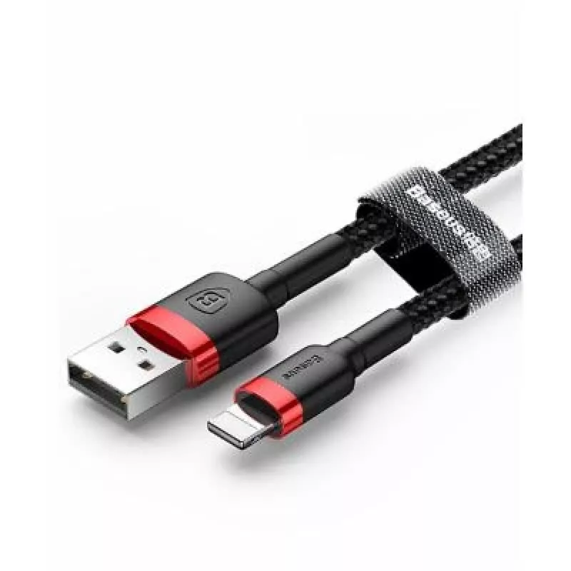 USB-A naar Lightning-kabel Baseus Cafule 2.4A QC 3.0, 1 m — zwart/rood