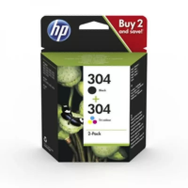HP 304 2-pack zwart/driekleurig originele inktpatronen