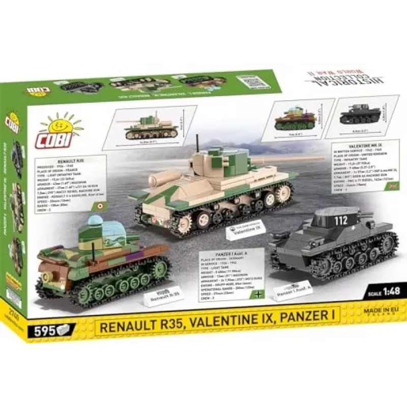 Bouwset COBI Renault R35 Valentine IX Panzer I 595 onderdelen