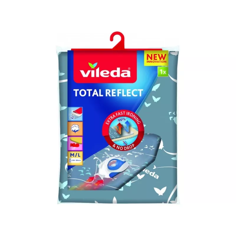 Strijkplankhoes VILEDA Total Reflect blauw grijs wit voor strijkplanken 1300 x 450 mm