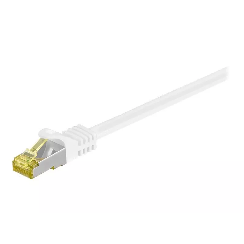Wentronic Goobay Cat.7 raw cable patchkabel, S/FTP (PiMF), wit, 0,5 m - LSZH halogeenvrij, koper, RJ45-stekker (91090)
