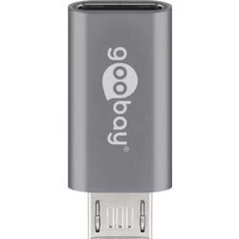 Goobay USB 2.0 Hi-Speed-adapter, Grijs, Grijs – USB-C™-bus > USB 2.0 Micro-stekker (type B) (55553)