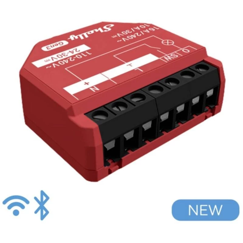 Shelly 1PM Gen3 wifi-/Bluetooth-relais, 16 A, met vermogensmeting