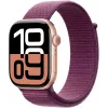APPLE Watch Series 10 GPS 46mm roségoud aluminium behuizing met Plum Sport Loop